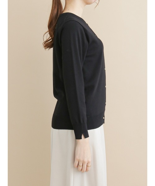 Te chichi(テチチ)の「袖口スリットクルーネックカーディガン(カーディガン/ボレロ・レディース・グリーン/ブラック/ベージュ/パープル/ブラウン・フリ-)」の12枚目の写真