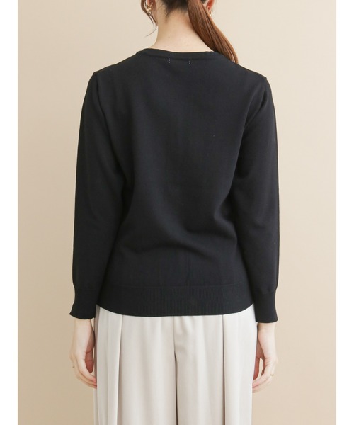 Te chichi(テチチ)の「袖口スリットクルーネックカーディガン(カーディガン/ボレロ・レディース・グリーン/ブラック/ベージュ/パープル/ブラウン・フリ-)」の13枚目の写真