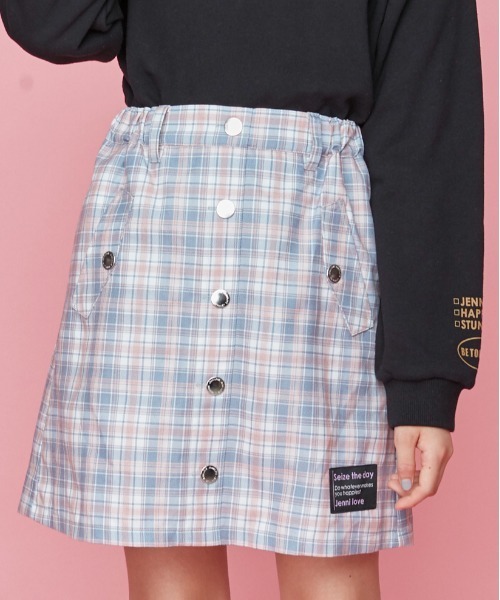 JENNI love（ジェニィラブ）の「フロント釦台形スカート（スカート・キッズ・ネイビー/サックスブルー/グリーン・130cm/140cm/150cm/160cm）」の3枚目の写真