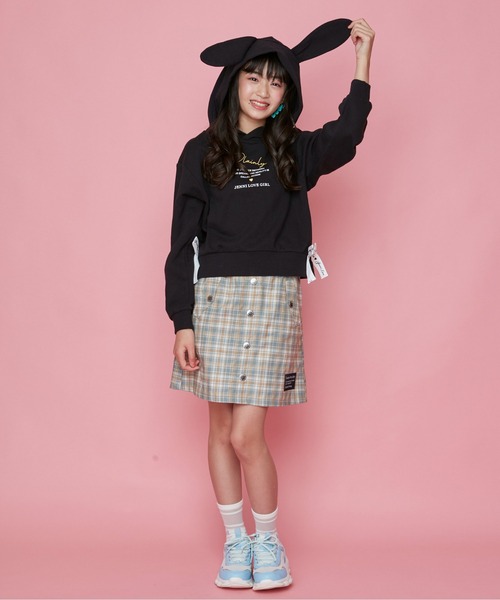 JENNI love（ジェニィラブ）の「フロント釦台形スカート（スカート・キッズ・ネイビー/サックスブルー/グリーン・130cm/140cm/150cm/160cm）」の4枚目の写真