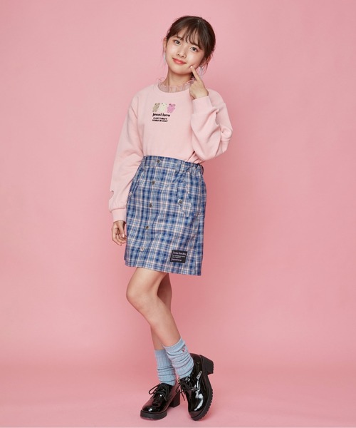 JENNI love（ジェニィラブ）の「フロント釦台形スカート（スカート・キッズ・ネイビー/サックスブルー/グリーン・130cm/140cm/150cm/160cm）」の7枚目の写真