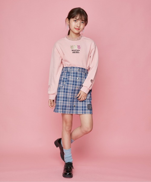 JENNI love（ジェニィラブ）の「フロント釦台形スカート（スカート・キッズ・ネイビー/サックスブルー/グリーン・130cm/140cm/150cm/160cm）」の8枚目の写真