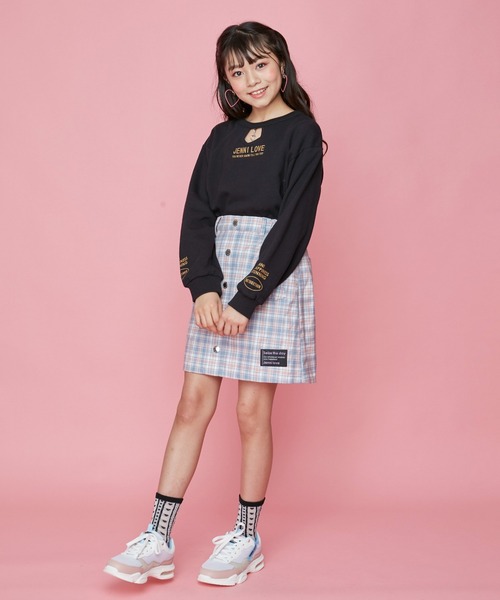 JENNI love（ジェニィラブ）の「フロント釦台形スカート（スカート・キッズ・ネイビー/サックスブルー/グリーン・130cm/140cm/150cm/160cm）」の11枚目の写真