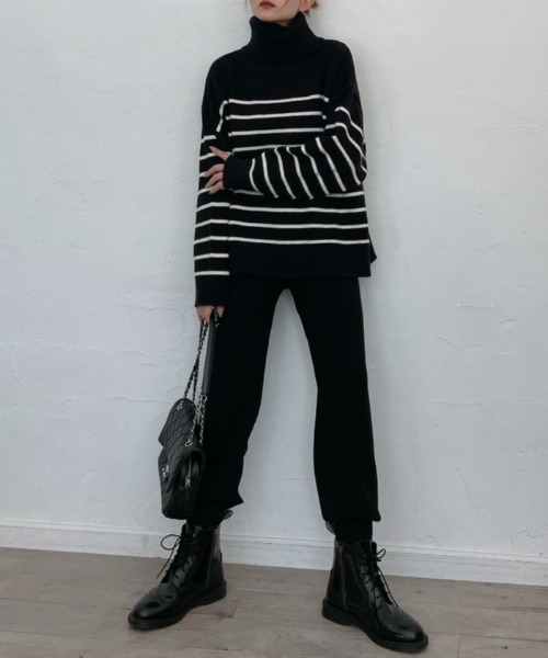 Vicente(ヴィセンテ)の「Jogger knit pants(その他パンツ・レディース・ブラック/ベージュ・FREE)」の9枚目の写真