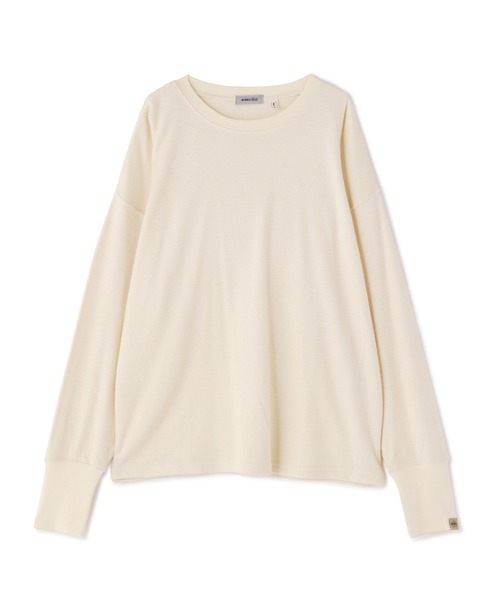 AVIREX（アヴィレックス）の「L/S HONEY COMBI PRINT PULLOVER/ ハニカムコンビプリントプルオーバー（Tシャツ/カットソー・レディース・ブラック/キナリ・F）」の2枚目の写真