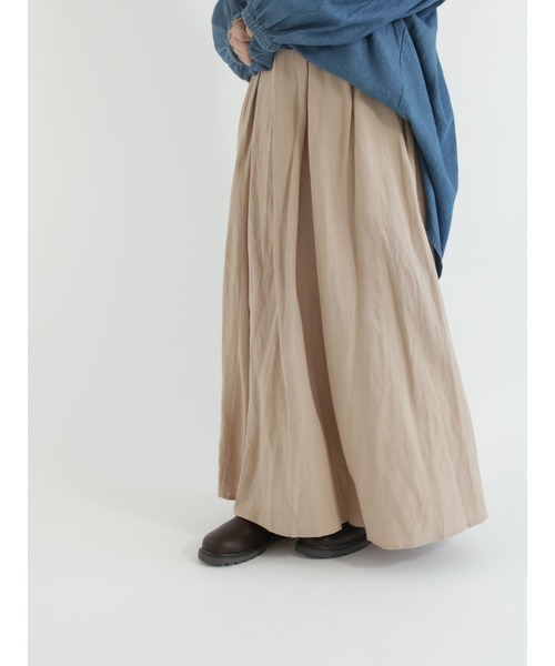 Samansa Mos2(サマンサ モスモス)の「綿レーヨンタックスカート(スカート・レディース・ブラック/ベージュ/グリーン・フリ-)」の3枚目の写真