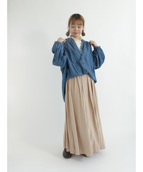 Samansa Mos2(サマンサ モスモス)の「綿レーヨンタックスカート(スカート・レディース・ブラック/ベージュ/グリーン・フリ-)」の4枚目の写真