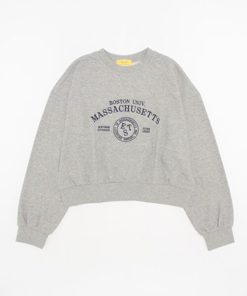 BLUEEAST（ブルーイースト）の「ロゴ刺繍＆プリント ショート丈スウェット（スウェット・レディース・ブラック/グレー/ピンク/ブルー/ライトグレー・MEDIUM）」の10枚目の写真