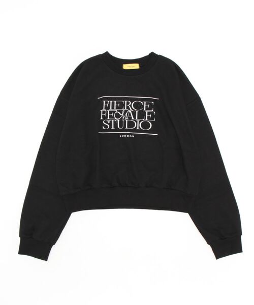 BLUEEAST（ブルーイースト）の「ロゴ刺繍＆プリント ショート丈スウェット（スウェット・レディース・ブラック/グレー/ピンク/ブルー/ライトグレー・MEDIUM）」の7枚目の写真