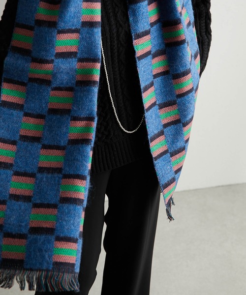 ear PAPILLONNER（イアパピヨネ）の「【P.CORNILLON（ピーコルニヨン）】ランダムボーダーストール（ストール/ショール・レディース・ブルー/オレンジ・FREE）」の16枚目の写真