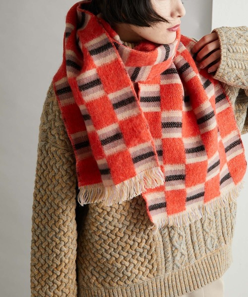 ear PAPILLONNER（イアパピヨネ）の「【P.CORNILLON（ピーコルニヨン）】ランダムボーダーストール（ストール/ショール・レディース・ブルー/オレンジ・FREE）」の8枚目の写真