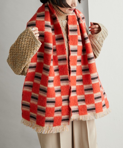 ear PAPILLONNER（イアパピヨネ）の「【P.CORNILLON（ピーコルニヨン）】ランダムボーダーストール（ストール/ショール・レディース・ブルー/オレンジ・FREE）」の17枚目の写真