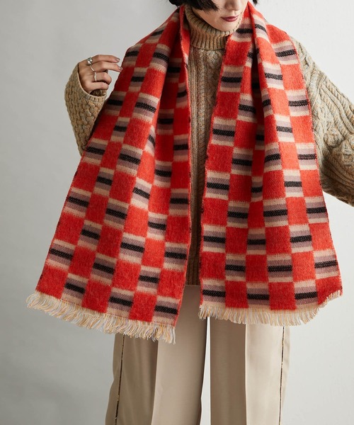 ear PAPILLONNER（イアパピヨネ）の「【P.CORNILLON（ピーコルニヨン）】ランダムボーダーストール（ストール/ショール・レディース・ブルー/オレンジ・FREE）」の22枚目の写真