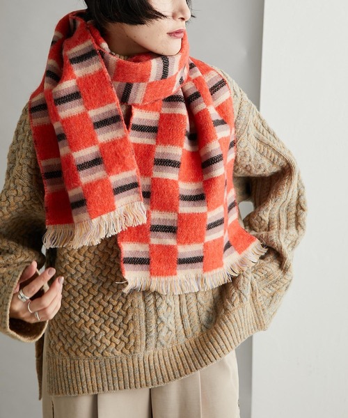 ear PAPILLONNER（イアパピヨネ）の「【P.CORNILLON（ピーコルニヨン）】ランダムボーダーストール（ストール/ショール・レディース・ブルー/オレンジ・FREE）」の11枚目の写真