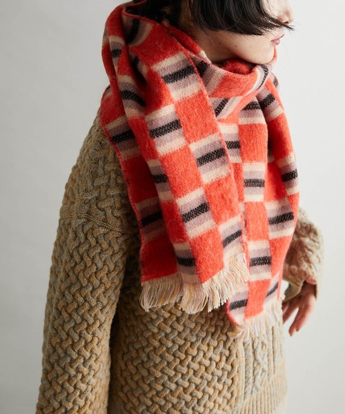 ear PAPILLONNER（イアパピヨネ）の「【P.CORNILLON（ピーコルニヨン）】ランダムボーダーストール（ストール/ショール・レディース・ブルー/オレンジ・FREE）」の14枚目の写真