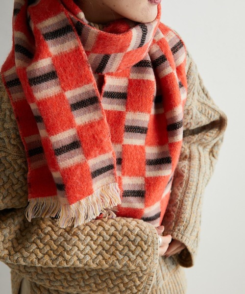 ear PAPILLONNER（イアパピヨネ）の「【P.CORNILLON（ピーコルニヨン）】ランダムボーダーストール（ストール/ショール・レディース・ブルー/オレンジ・FREE）」の18枚目の写真