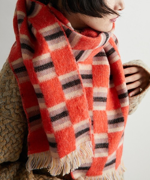 ear PAPILLONNER（イアパピヨネ）の「【P.CORNILLON（ピーコルニヨン）】ランダムボーダーストール（ストール/ショール・レディース・ブルー/オレンジ・FREE）」の19枚目の写真