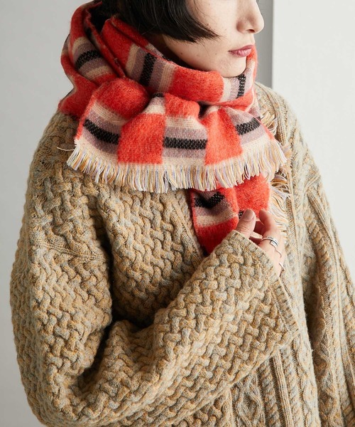 ear PAPILLONNER（イアパピヨネ）の「【P.CORNILLON（ピーコルニヨン）】ランダムボーダーストール（ストール/ショール・レディース・ブルー/オレンジ・FREE）」の15枚目の写真