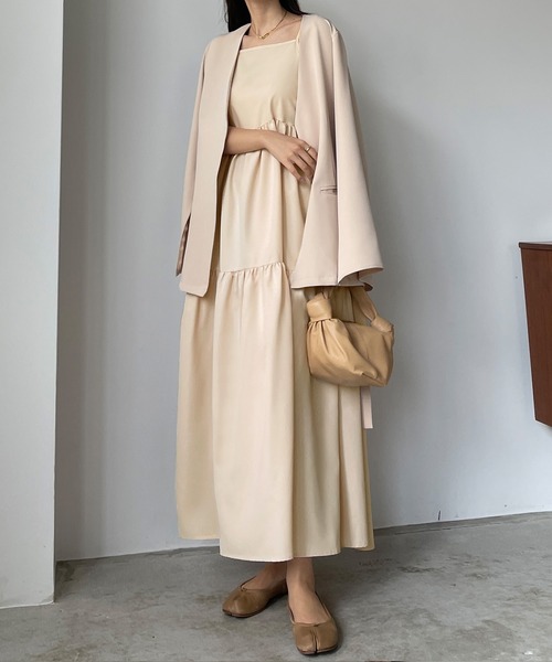 Louere（ルエレ）の「リボンティアードキャミワンピース（ワンピース・レディース・ブラック/クリーム/ライトグレー/ベージュ/チャコール・SMALL/MEDIUM/LARGE/X-LARGE）」の18枚目の写真