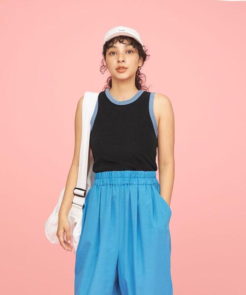 CITEN（シテン）の「＜CITEN＞トリム パイル タンクトップ（タンクトップ・レディース・ナチュラル/ブラック/イエロー・FREE）」の7枚目の写真