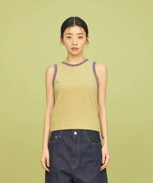 CITEN（シテン）の「＜CITEN＞トリム パイル タンクトップ（タンクトップ・レディース・ナチュラル/ブラック/イエロー・FREE）」の10枚目の写真