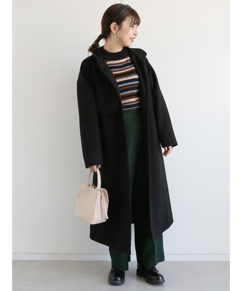 ehka sopo(エヘカソポ)の「スタンドネックロングコート(その他アウター・レディース・ブラウン/ベージュ/ブラック・フリ-)」の12枚目の写真