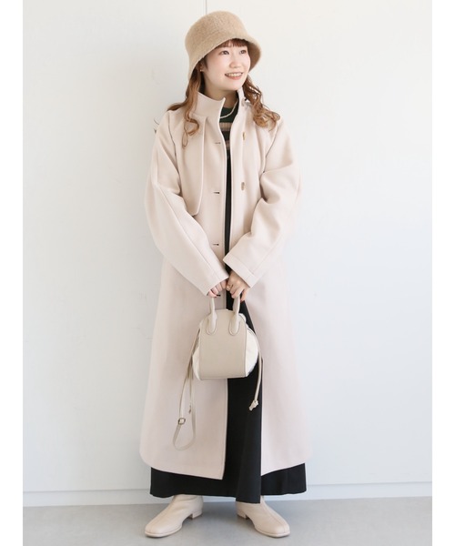 ehka sopo(エヘカソポ)の「スタンドネックロングコート(その他アウター・レディース・ブラウン/ベージュ/ブラック・フリ-)」の8枚目の写真