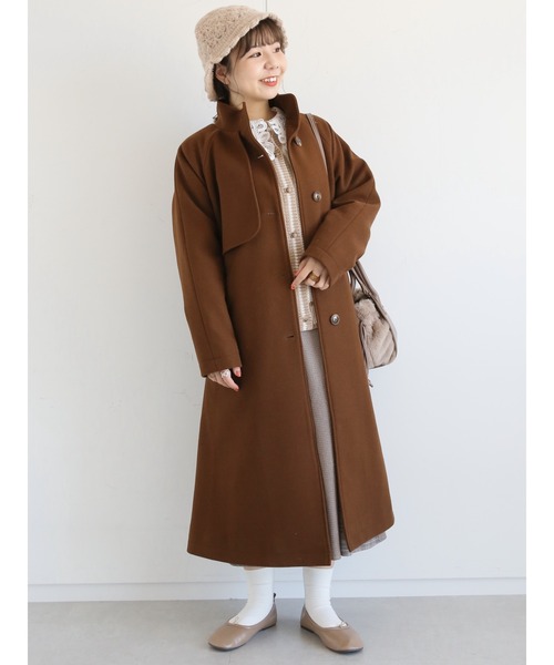 ehka sopo(エヘカソポ)の「スタンドネックロングコート(その他アウター・レディース・ブラウン/ベージュ/ブラック・フリ-)」の5枚目の写真