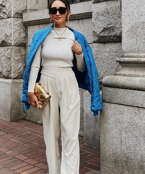 esutoreja（エストレジャ）の「オープンチェストハイネックニット（ニット/セーター・レディース・ホワイト/ブラック/ベージュ・FREE）」の12枚目の写真