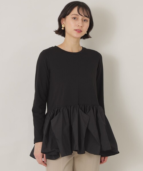 EPOCA THE SHOP(エポカザショップ)の「ペプラムヘムカットソー(Tシャツ/カットソー・レディース・ブラック/ホワイト・38)」の2枚目の写真