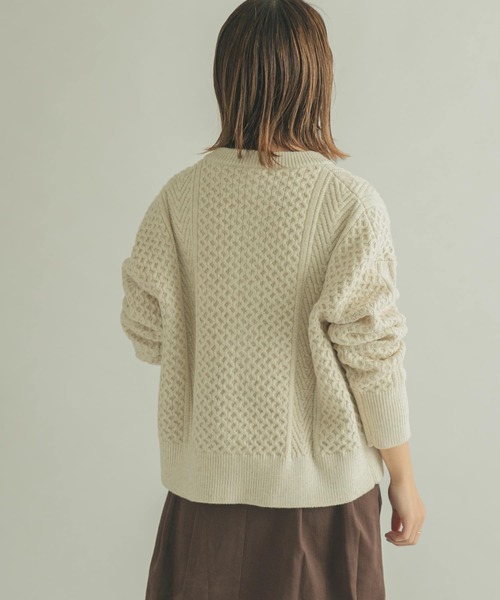 FORK&SPOON（フォークアンドスプーン）の「FORK&SPOON　アラン柄ニットカーディガン（カーディガン/ボレロ・レディース・ブラック/アイボリー/グレー・1）」の6枚目の写真