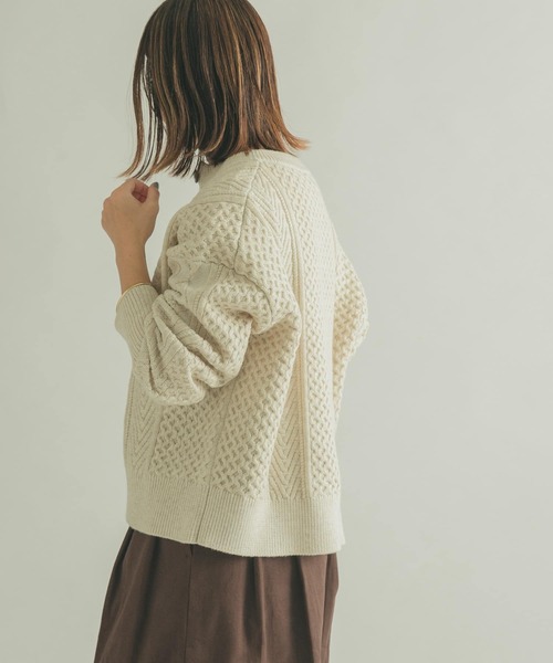 FORK&SPOON（フォークアンドスプーン）の「FORK&SPOON　アラン柄ニットカーディガン（カーディガン/ボレロ・レディース・ブラック/アイボリー/グレー・1）」の7枚目の写真