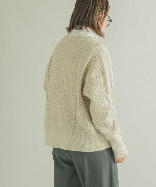 FORK&SPOON（フォークアンドスプーン）の「FORK&SPOON　アラン柄ニットカーディガン（カーディガン/ボレロ・レディース・ブラック/アイボリー/グレー・1）」の12枚目の写真