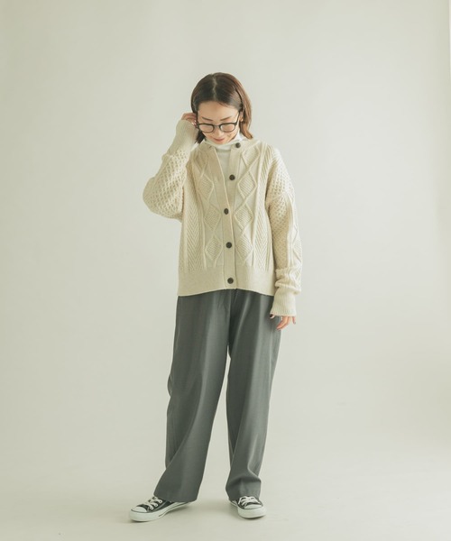 FORK&SPOON（フォークアンドスプーン）の「FORK&SPOON　アラン柄ニットカーディガン（カーディガン/ボレロ・レディース・ブラック/アイボリー/グレー・1）」の14枚目の写真