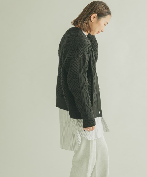 FORK&SPOON（フォークアンドスプーン）の「FORK&SPOON　アラン柄ニットカーディガン（カーディガン/ボレロ・レディース・ブラック/アイボリー/グレー・1）」の16枚目の写真