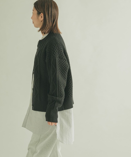 FORK&SPOON（フォークアンドスプーン）の「FORK&SPOON　アラン柄ニットカーディガン（カーディガン/ボレロ・レディース・ブラック/アイボリー/グレー・1）」の18枚目の写真