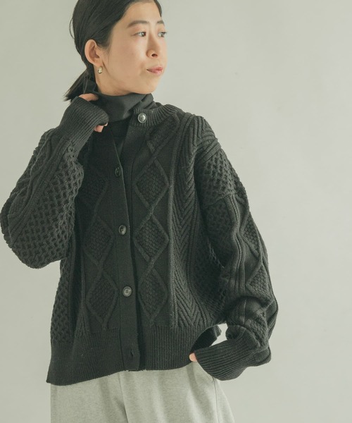 FORK&SPOON（フォークアンドスプーン）の「FORK&SPOON　アラン柄ニットカーディガン（カーディガン/ボレロ・レディース・ブラック/アイボリー/グレー・1）」の20枚目の写真