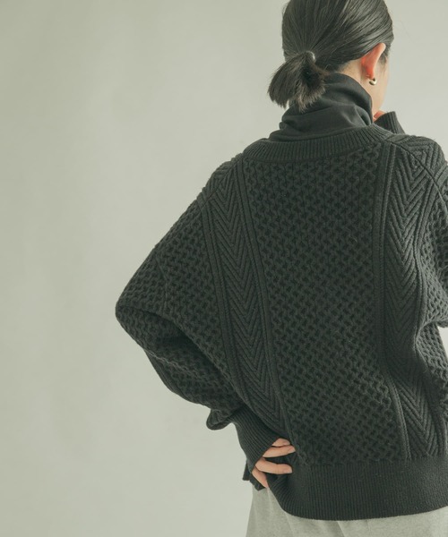 FORK&SPOON（フォークアンドスプーン）の「FORK&SPOON　アラン柄ニットカーディガン（カーディガン/ボレロ・レディース・ブラック/アイボリー/グレー・1）」の22枚目の写真