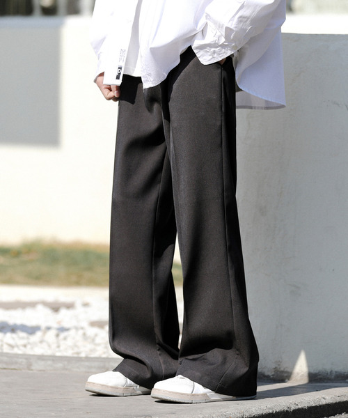 neos（ネオス）の「【neos -addictive design-】ルーズシルエット センタープレス セミフレア スラックス パンツ（スラックス・メンズ・ブラック/チャコールグレー/グリーン/ブラウン・MEDIUM/LARGE）」の3枚目の写真