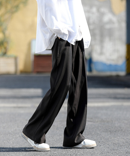 neos（ネオス）の「【neos -addictive design-】ルーズシルエット センタープレス セミフレア スラックス パンツ（スラックス・メンズ・ブラック/チャコールグレー/グリーン/ブラウン・MEDIUM/LARGE）」の17枚目の写真