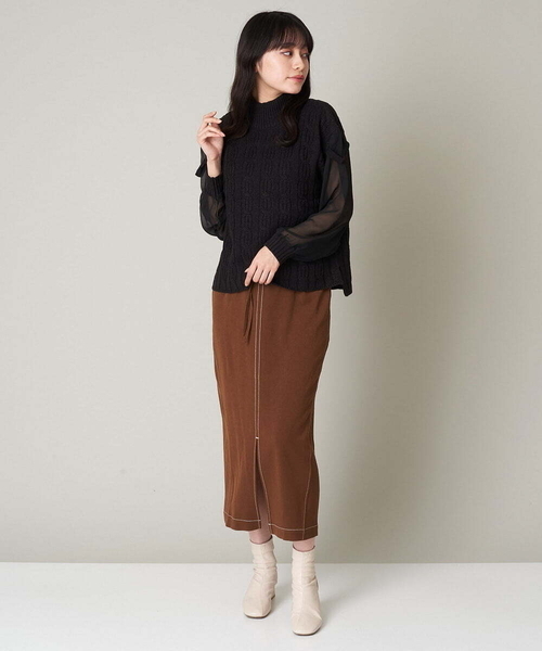 A de a.v.v（アードアー・ヴェ・ヴェ）の「袖レイヤード風ドッキングニット（ニット/セーター・レディース・ブラック/ブルー・38/36）」の15枚目の写真