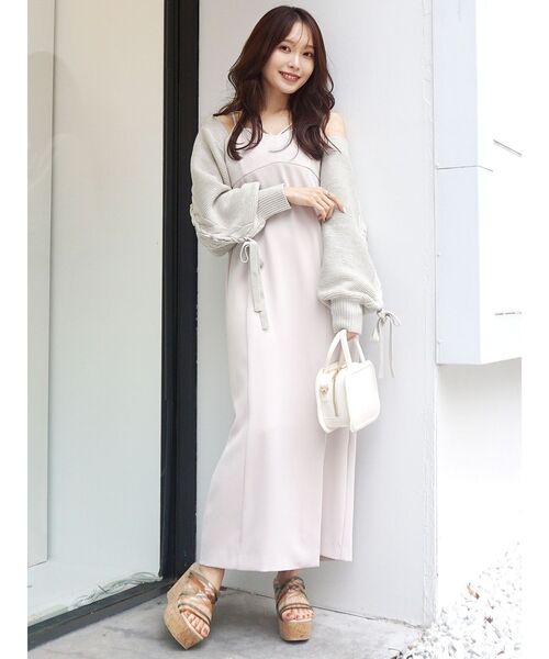 MERCURYDUO（マーキュリーデュオ）の「レースアップスリーブニットボレロ（カーディガン/ボレロ・レディース・アイボリー/パープル/ミント・FREE）」の5枚目の写真