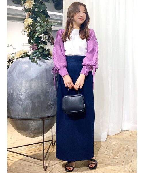 MERCURYDUO（マーキュリーデュオ）の「レースアップスリーブニットボレロ（カーディガン/ボレロ・レディース・アイボリー/パープル/ミント・FREE）」の13枚目の写真