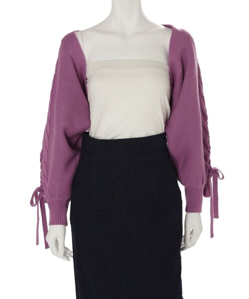 MERCURYDUO（マーキュリーデュオ）の「レースアップスリーブニットボレロ（カーディガン/ボレロ・レディース・アイボリー/パープル/ミント・FREE）」の18枚目の写真