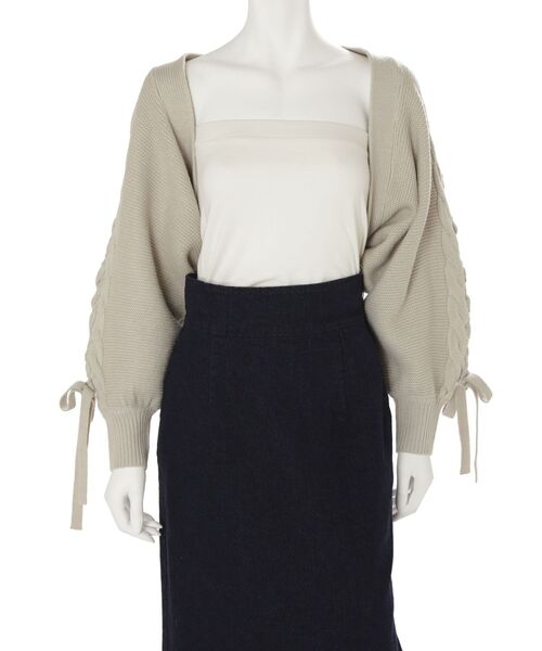 MERCURYDUO（マーキュリーデュオ）の「レースアップスリーブニットボレロ（カーディガン/ボレロ・レディース・アイボリー/パープル/ミント・FREE）」の19枚目の写真