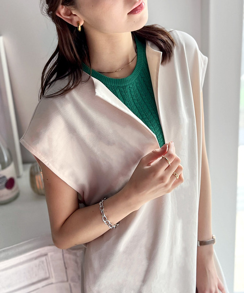 classicalelf(クラシカルエルフ)の「今季の映えアイテム。ケーブル編みニットタンク【アンサンブル可能】(タンクトップ・レディース・グリーン/イエロー/ベージュ/グレイッシュベージュ/ブラック・LARGE/MEDIUM/SMALL/X-LARGE)」の17枚目の写真