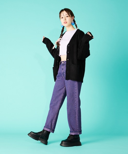 PUNYUS（プニュズ）の「オーバーダイカラーデニムパンツ（デニムパンツ・レディース・パープル・1/2/3/4）」の2枚目の写真