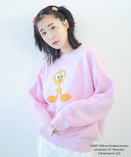qumerry.（キュメリ）の「TWEETYスウェットプルオーバー（スウェット・レディース・イエロー/ピンク・FREE）」の6枚目の写真