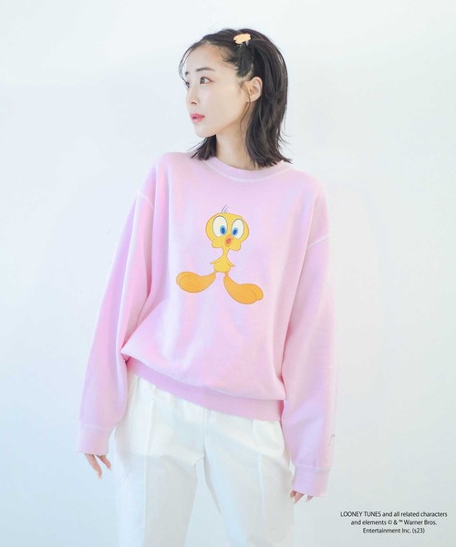 qumerry.（キュメリ）の「TWEETYスウェットプルオーバー（スウェット・レディース・イエロー/ピンク・FREE）」の7枚目の写真