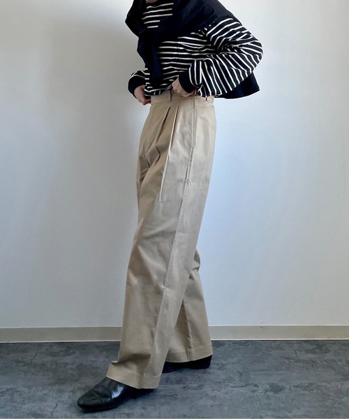 y/m by れぽすけ（イムバイレポスケ）の「サイドアジャスター2タックパンツ（その他パンツ・メンズ・ブラック/ライトベージュ・S/M/L/XL/XS）」の12枚目の写真